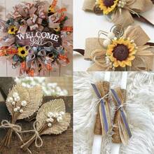 10 米黄色黄麻粗麻布丝带，采用棕色优质面料质地和工艺，适用于礼品包装、派对礼品、工艺品、圣诞节 - 咖啡棕 - 查看 4