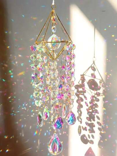 1pc Crystal Sun Catcher Wind Chime Handmade Garden Decoration, Indoor/Outdoor Porch, Patio, Courtyard Decoration