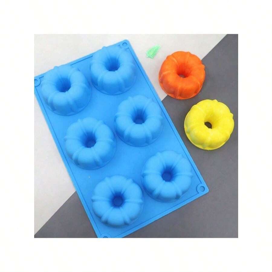 1pc 6-Cavity Pumpkin Shaped Silicone Ice Tray Circle Cake Pudding Dessert Soap Mold - Blue - View 1