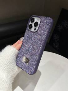 夏季 1 件紫色肌肤纹理全水钻防震二合一手机壳适用于 15 Pro Max 防水防摔防刮 - 淡紫色 - 查看 5