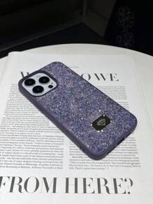 夏季 1 件紫色肌肤纹理全水钻防震二合一手机壳适用于 15 Pro Max 防水防摔防刮 - 淡紫色 - 查看 3