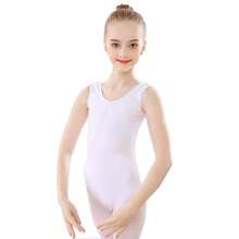 Leotardo para niña en algodón elástico tirantes anchos para ballet gimnasia danza jazz exhibición festivales - Blanco - Ver 2