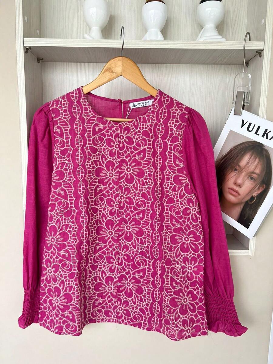 Women Blouses - 紅色 - 查看 1