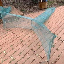 Large Mesh Fishing Net Without Bamboo Poles, Imported, Traditional Fish And River Net With Bamboo Poles, 2m Wide, 0.6m High, 1.5m Tail - Army Green - View 3