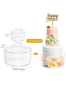1 Pieza Soporte De Pastel Transparente Rellenable De Acrílico Con Base De Pastel Cilíndrica, Pilares De Pastel, Luces Y Estante De Visualización De Formas Para Decoración De Bodas, Cumpleaños Y Festivales - transparente - Ver 8