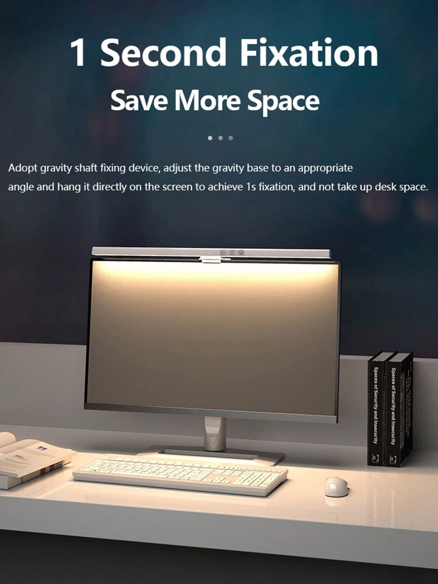 Asymmetric Eye-Care Led Lamp For Laptops, Clip-On Lamp For Screens, Monitor Mountable, With 60-Minute Auto Off Timer, Stepless Dimming, Quick-Reading Mode, Three Color Temperatures, And Type-C Interface - Nhiều màu - Xem 1