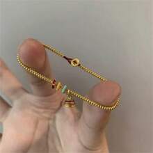 1 Pieza Pulsera De Goteo De Esmalte Plateado De Ley S925 Con Cuentas Doradas, Diseño De Cuentas De La Suerte, Lujo Y Moda