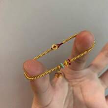 1 Pieza Pulsera De Goteo De Esmalte Plateado De Ley S925 Con Cuentas Doradas, Diseño De Cuentas De La Suerte, Lujo Y Moda