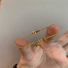 1 Pieza Pulsera De Goteo De Esmalte Plateado De Ley S925 Con Cuentas Doradas, Diseño De Cuentas De La Suerte, Lujo Y Moda