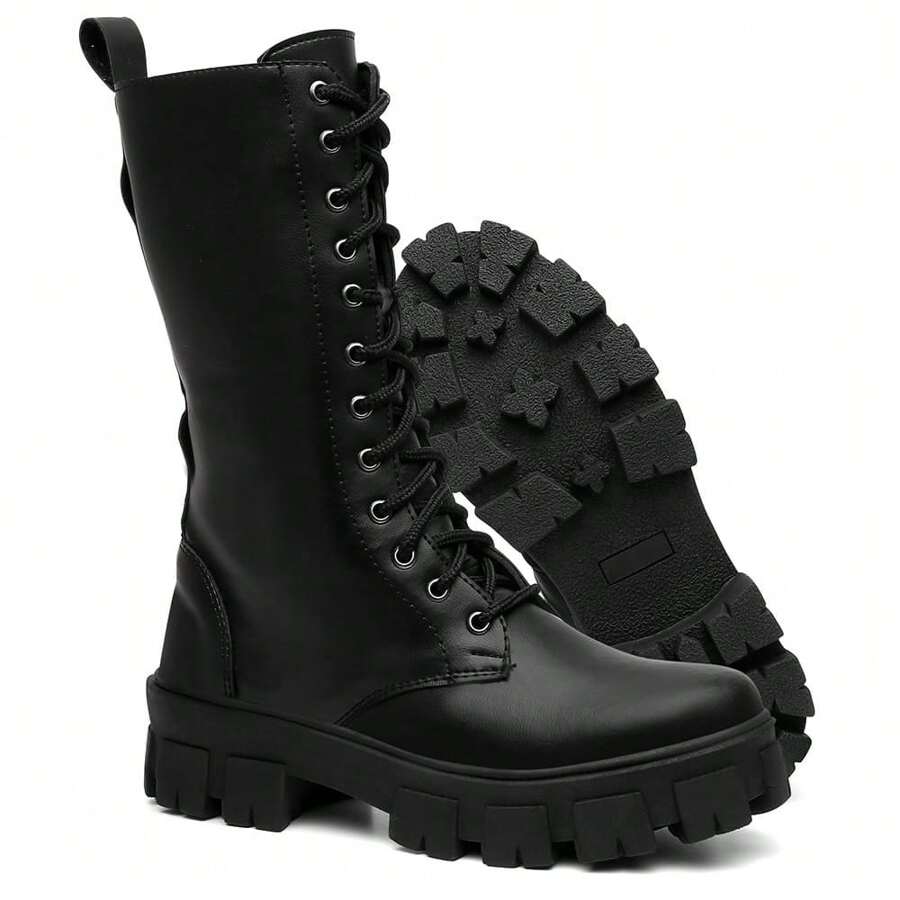 Women Mid-Calf Boots - 黑色 - 查看 1
