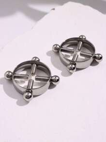 2pcs Non Piercing Nipple Ring Screw Shield Fake Piercing Stainless Steel Nipple Clip For Women Sexy Body Jewelry - A - View 3