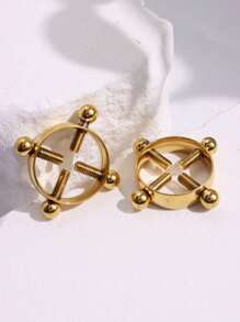 2pcs Non Piercing Nipple Ring Screw Shield Fake Piercing Stainless Steel Nipple Clip For Women Sexy Body Jewelry - A - View 2