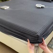 1pc New Printed Single Fitted Sheet Is Soft And Comfortable, Suitable For Family Bedrooms, Dormitory Single Beds, Etc