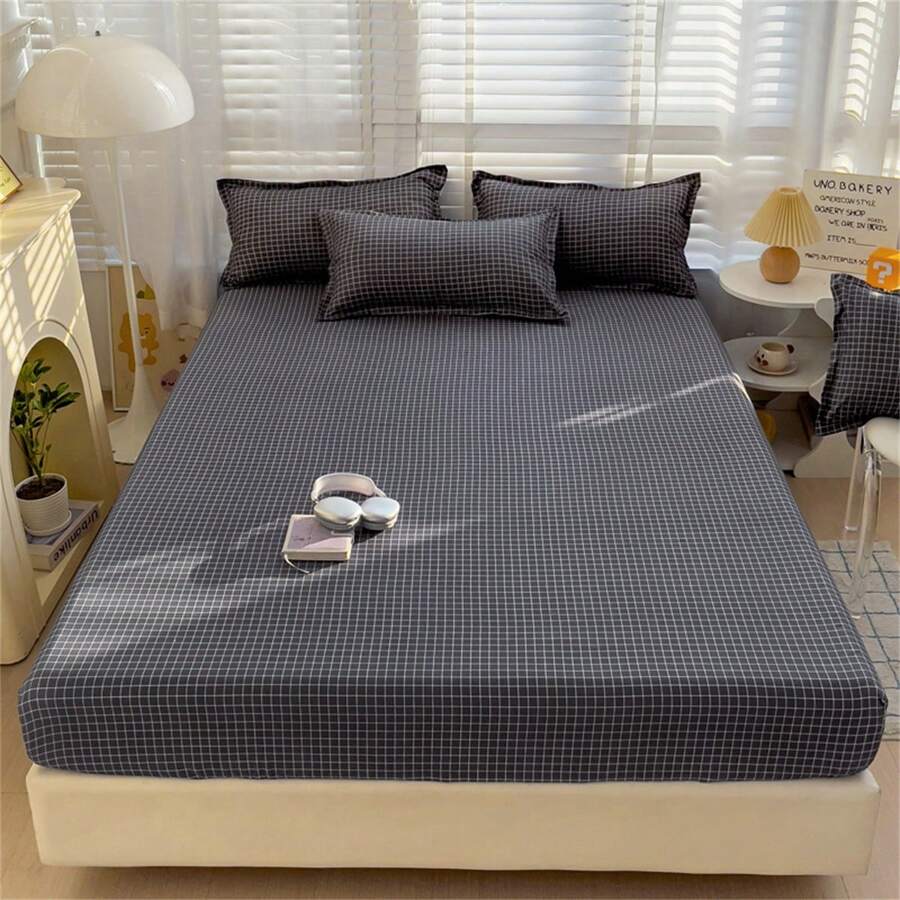 1pc New Printed Single Fitted Sheet Is Soft And Comfortable, Suitable For Family Bedrooms, Dormitory Single Beds, Etc