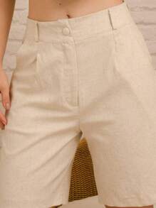 SHORT BERMUDA JORTS DE LINHO ALFAIATARIA FEMININA