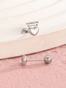 1 Pair Petite & Elegant Heart Shaped Stud Earrings, Fashionable Street Jewelry, Suitable For Daily Wear