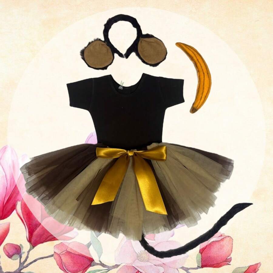 Disfraz de Primavera Para Niña Changuita Changa Animalitos Tutú y Leotardo - Marrón Chocolate - Ver 1