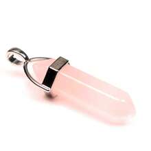 1入組天然寶石石英粉紅水晶六邊形擺錘光環吊墜魅力diy珠寶項鍊配件