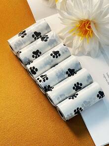 6pcs Footprint Pattern Plastic Pet Waste Bag Dog Poop Bag, For Pooper Scooper Dispenser - Multicolor - View 15