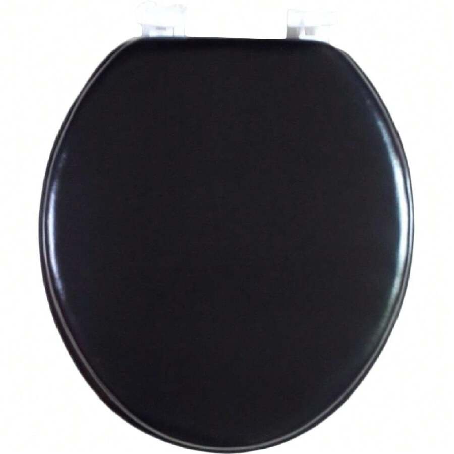 J&V Textiles Soft Round Toilet Seat With Easy Clean & Change Hinge, Padded - Black - View 1