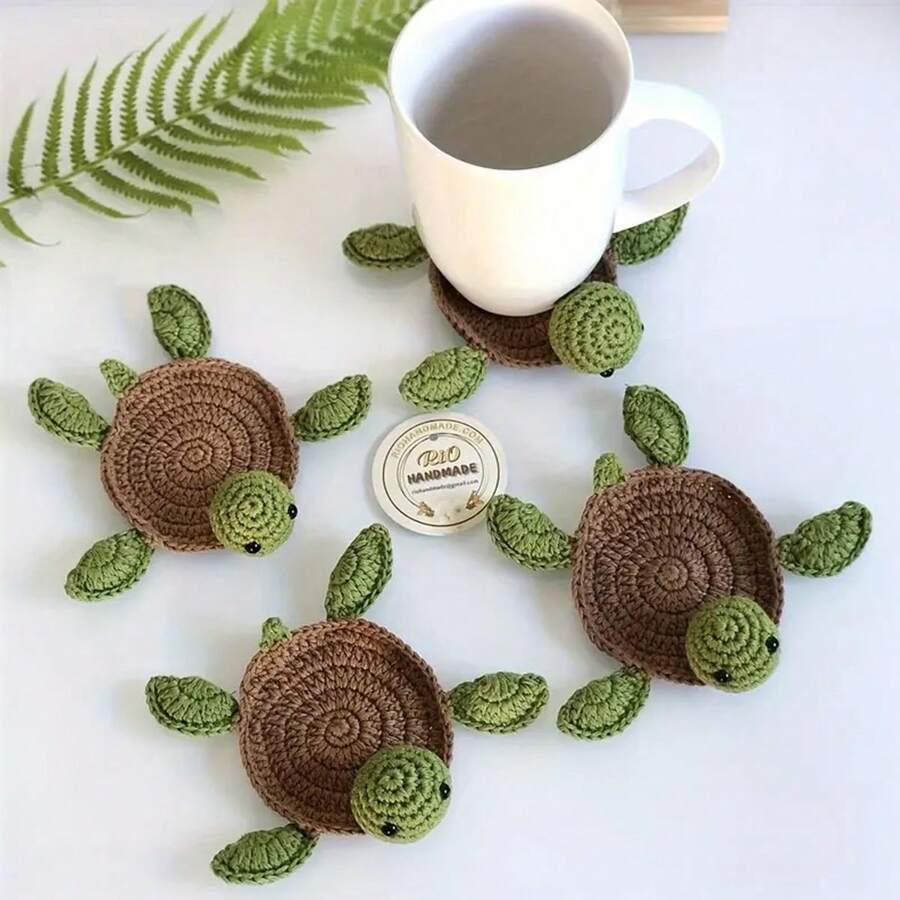 cute-animal-design-tea-coaster-1-piece-handmade-crochet-insulated