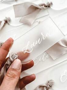 5/10pcs Acrylic Blank Frosted Seat Tag Without Ribbon, Wedding Decoration Diy Party Signage,Christmas - Frosted - View 4