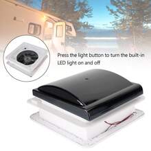 14" RV Caravan Roof Vent Manual RV Camper Fan 12V Skylight With LED Light - Black - View 5