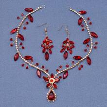 1入手工製作的新娘頭飾和耳環套裝,適合婚禮、派對、生日和任何其他特殊場合的女士 - 彩色 - 查看 16