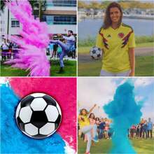 Gender Reveal Soccer Ball With Pink And Blue Powder Exploding Girl Or Boy Baby Revea Party Ideas - Multicolor - View 1