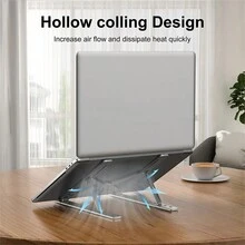 Dolwao Iron Alloy Laptop Desktop Stand With Adjustable Heights, Folding Portable Cooling Base, Phone Holder - Black - View 7