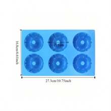 1pc 6-Cavity Pumpkin Shaped Silicone Ice Tray Circle Cake Pudding Dessert Soap Mold - Blue - View 2