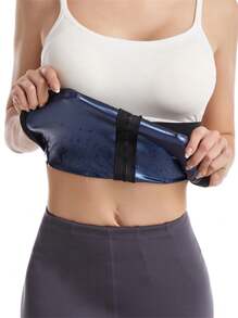1 Stück Damen Sport Schweißband und Form Taillentrainer mit Reißverschluss und PU-Beschichtung, perfekt für Gewichtverlust, Fettverbrennung, Laufen, Yoga, Fitness, Formung des Körpers, Schweißaufnahme und Kompression, Gymnastikzubehör für Bauchformende Korsetts, Lendengurte für Bauchformende Korsetts - Blau - Übersicht 2