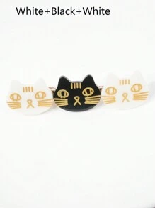 可愛1入時尚亞克力貓形髮夾，適用於女性前瀏海和細髮 - 彩色 - 查看 2