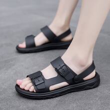 Nam Đúng mốt Giải trí Thoải mái Thoáng khí Chống trơn trượt Giày dép Với Da giả Bao mỏng - màu đen - Xem 3