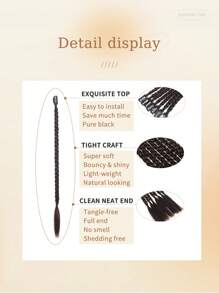 5 Pieces Black Grey Jacque Clip Braid Chemical Fiber Hair Extensions Suitable For Women Holidays And Daily Wear Clip Hair Braid Hair Extensions Accessories High Temperature Silk Chemical Fiber Extension For Christmas New Year Carnival Music Festival Use - Dark Brown - View 6