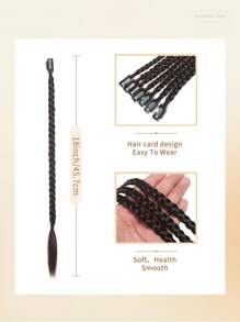 5 Pieces Black Grey Jacque Clip Braid Chemical Fiber Hair Extensions Suitable For Women Holidays And Daily Wear Clip Hair Braid Hair Extensions Accessories High Temperature Silk Chemical Fiber Extension For Christmas New Year Carnival Music Festival Use - Dark Brown - View 4