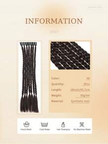 5 Pieces Black Grey Jacque Clip Braid Chemical Fiber Hair Extensions Suitable For Women Holidays And Daily Wear Clip Hair Braid Hair Extensions Accessories High Temperature Silk Chemical Fiber Extension For Christmas New Year Carnival Music Festival Use - Dark Brown - View 5