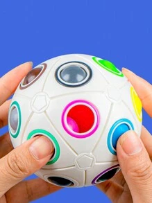 12-Hole Rainbow Cube Fidget Puzzle Toy, Random Pattern Packaging, Possible Color Variation Due To Fabric Surface Differences