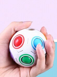 12-Hole Rainbow Cube Fidget Puzzle Toy, Random Pattern Packaging, Possible Color Variation Due To Fabric Surface Differences