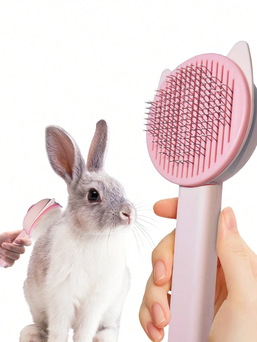 GJYC PET Bàn chải thỏ - Công cụ tự làm sạch để dễ dàng loại bỏ lông rụng và tóc rối, thích hợp cho thỏ, mèo và chó - Bàn chải massage - Hồng - Xem 1
