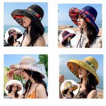 Mũ rộng vành hai mặt thời trang xuân hè dành cho nữ, Mũ chống nắng ngoài trời - mũ nồi vải in hoa - Xem 3
