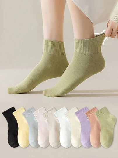 10 Pairs Of Multi-Color Fashionable Ruffled Socks For Women, Casual And Comfortable Short Socks