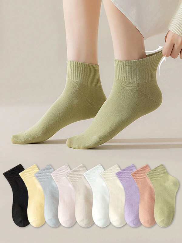 10 Paires De Chaussettes À Volants Multicolores À La Mode Pour Femmes, Chaussettes Courtes Décontractées Et Confortables