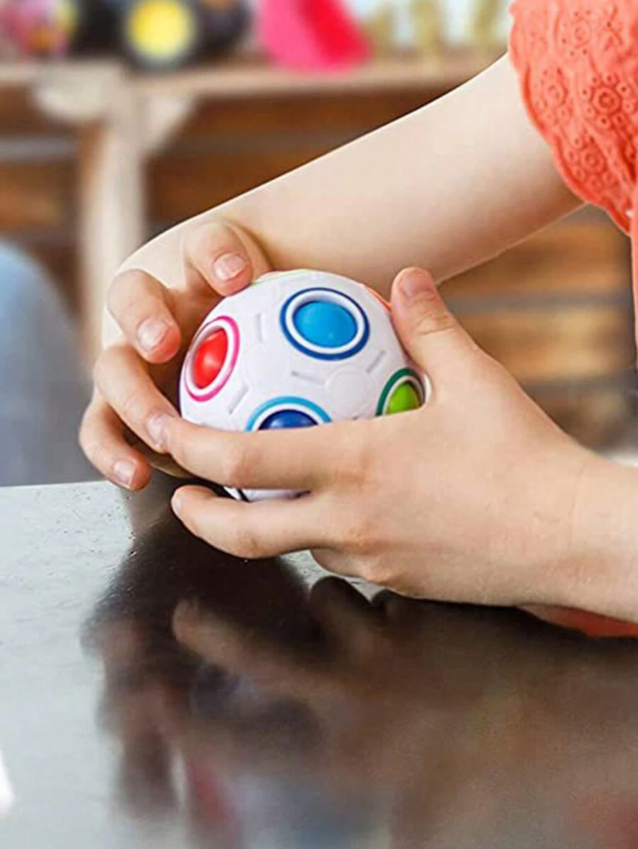 12-Hole Rainbow Cube Fidget Puzzle Toy, Random Pattern Packaging, Possible Color Variation Due To Fabric Surface Differences