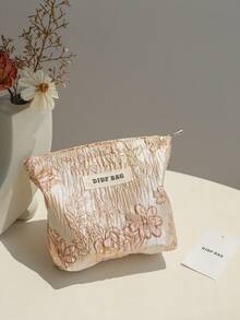 时尚便携小化妆包，高品质盥洗包，大容量化妆品收纳袋，可收纳口红、化妆品、化妆工具、零钱包、钥匙扣、轻便化妆包、女性卫生旅行套装 - 香檳色 - 查看 5