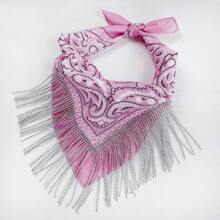 1件女士波西米亚风流苏方巾，仿钻石穗饰，适合派对、婚礼、街头等场合 - 彩色 - 查看 8