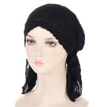 New Style Solid Color Cowhide Layered Bow-Knot Design Cap, With Hidden Hair Tie Bonnet Hair Bonnet Turban Winter Fall,Summer,Beach,Hat,Holiday,Travel - A - View 17