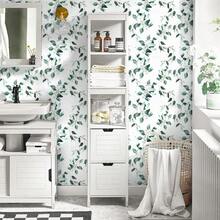 Carta Da Parati A Foglia Verde Pelabile E Adesiva Carta Da Parati Floreale Per Bagno 17.7 Pollici Carta Da Parati Vintage Per Decorazione Floreale Rimovibile In Vinile