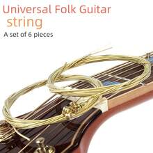 3pcs Wood Guitar Brass String Acoustic Guitar Strings Set, Folk Guitar Loose Strings (Random Color, 6 Strings/Set) - Multicolor - View 1