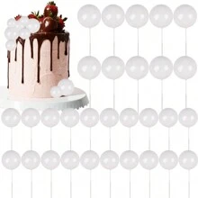 10pcs Colorful Spherical Cake Decorations, White Spherical Cake Decor Accessories, Decorations, Baking Decorations - White - View 1